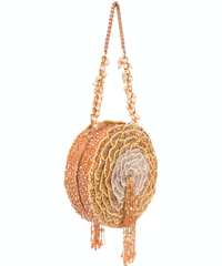 Ella Gold Suede Embellished Clutch