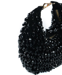 Ophelia Black Suede Embellished Hobo Bag