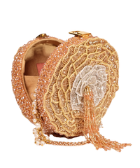 Ella Gold Suede Embellished Clutch