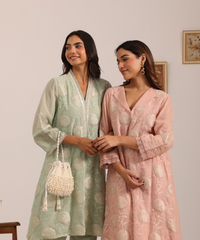 Zeba Ivory Suede Pearl Embellished Potli