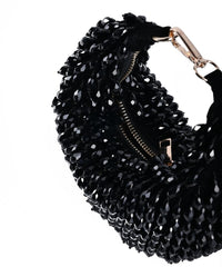 Ophelia Black Suede Embellished Hobo Bag