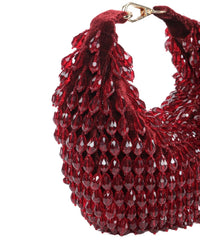 Ophelia Maroon Suede Embellished Hobo Bag