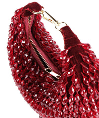 Ophelia Maroon Suede Embellished Hobo Bag