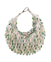 Elly Ivory Suede Embellished Hobo Bag