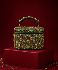 Noorani Multicolor Suede Embellished Vanity Bag