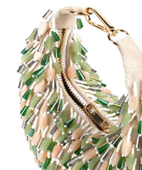 Elly Ivory Suede Embellished Hobo Bag