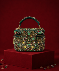 Noorani Multicolor Suede Embellished Vanity Bag