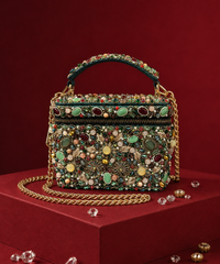 Noorani Multicolor Suede Embellished Vanity Bag