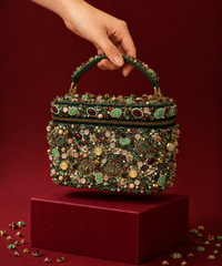 Noorani Multicolor Suede Embellished Vanity Bag