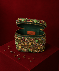 Noorani Multicolor Suede Embellished Vanity Bag