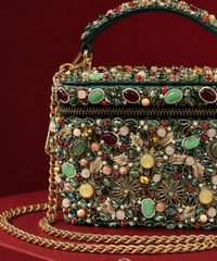 Noorani Multicolor Suede Embellished Vanity Bag