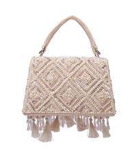 Elara Ivory Suede Embellished Box Bag