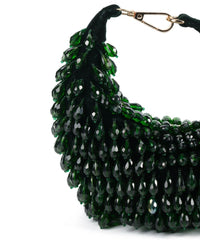 Ophelia Green Suede Embellished Hobo Bag