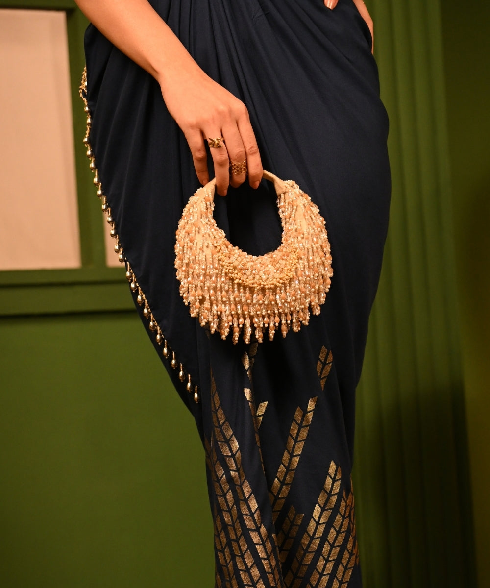Alara Ivory Pastel Suede Embellished Hobo Bag