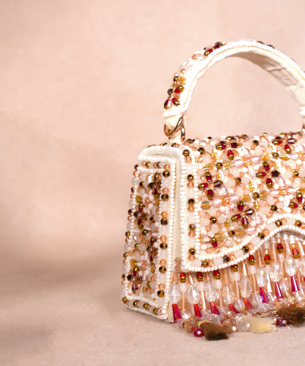 Elara Multicolor Suede Embellished Box Bag