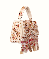 Elara Multicolor Suede Embellished Box Bag