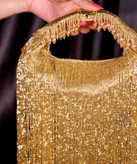 Bailey Gold Georgette Handcrafted Hand Bag