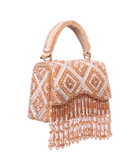 Elara Gold Pastel Suede Embellished Box Bag