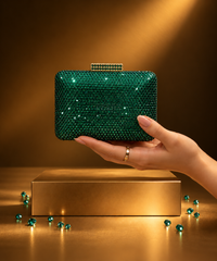Cosmo Green Rhinestone Mini Clutch