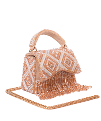 Elara Gold Pastel Suede Embellished Box Bag