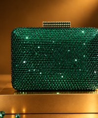 Cosmo Green Rhinestone Mini Clutch