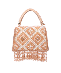 Elara Gold Pastel Suede Embellished Box Bag