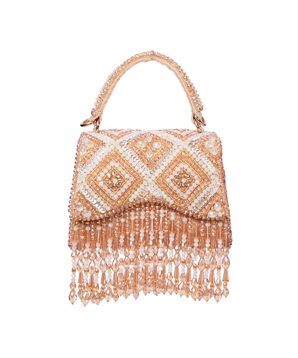 Elara Gold Pastel Suede Embellished Box Bag