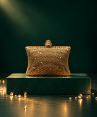 Pixie Gold Rhinestone Pillow Clutch