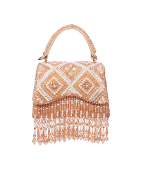 Elara Gold Pastel Suede Embellished Box Bag