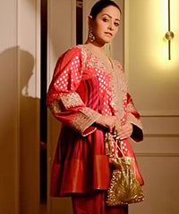 Rooh Gold Georgette Handcrafted Potli