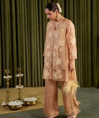 Kiraz Golden Suede Embellished Clutch