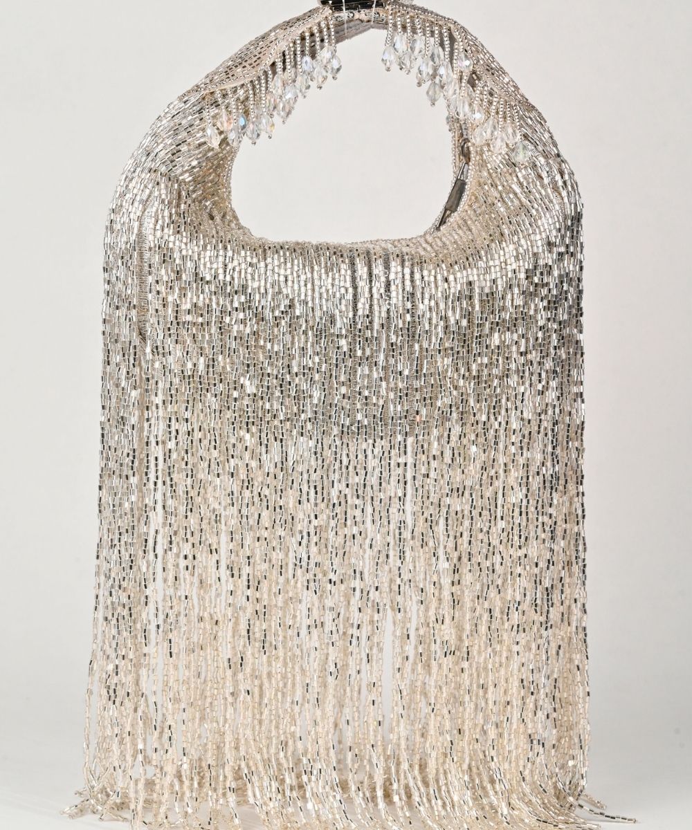 Bailey Silver Georgette Handcrafted Hand Bag