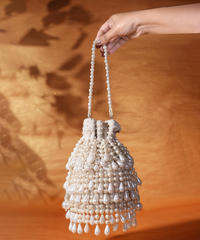 Zarah Ivory Pearl Suede Bucket Bag