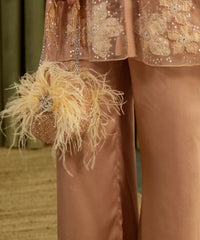 Kiraz Golden Suede Embellished Clutch