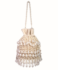 Zarah Ivory Pearl Suede Bucket Bag