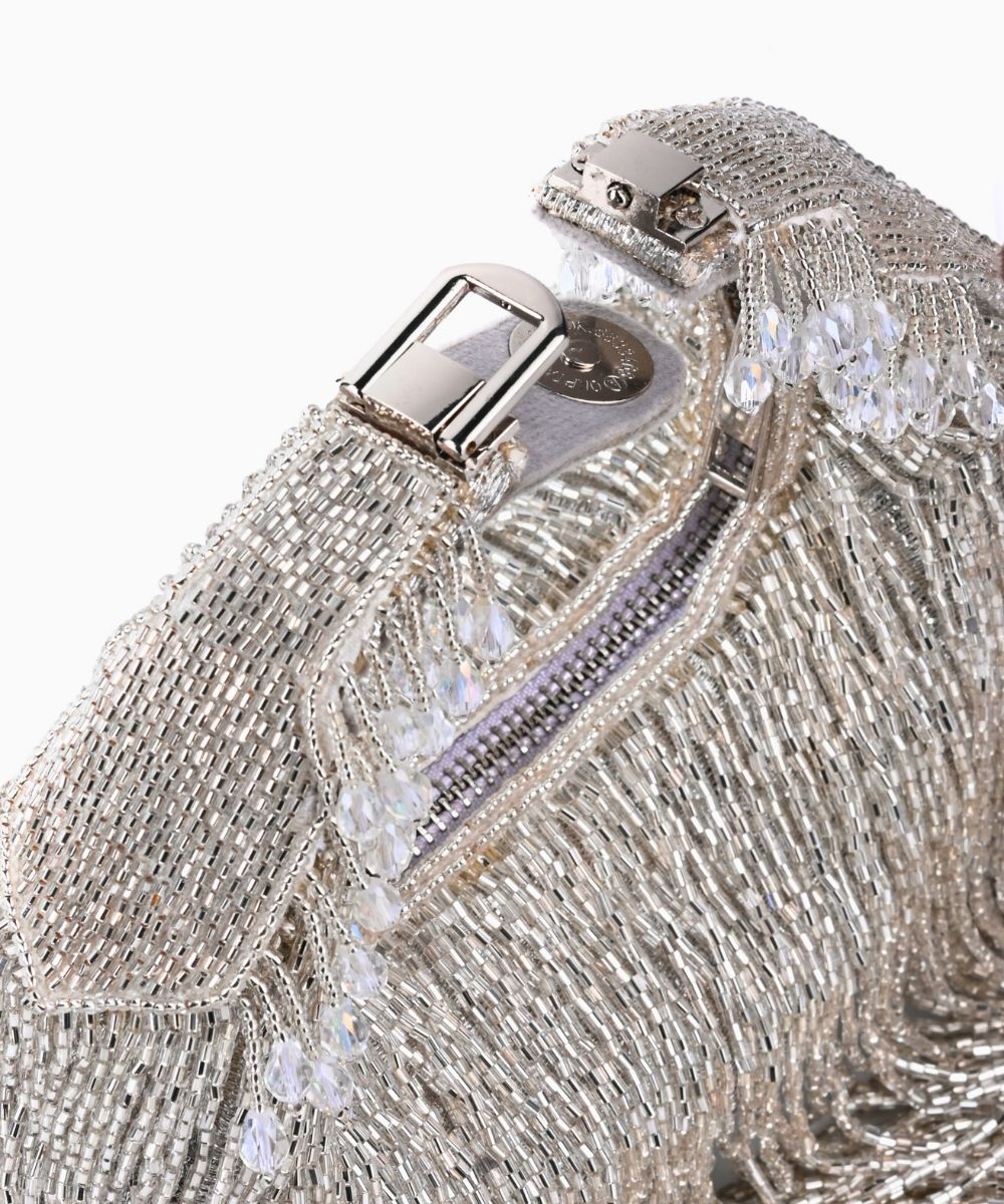 Bailey Silver Georgette Handcrafted Hand Bag