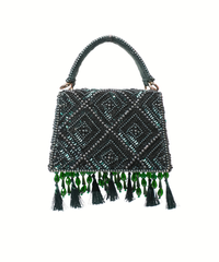 Elara Green Suede Embellished Box Bag