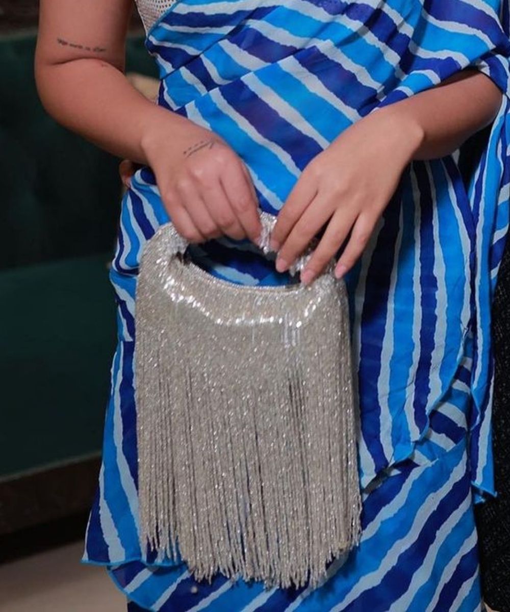 Bailey Silver Georgette Handcrafted Hand Bag