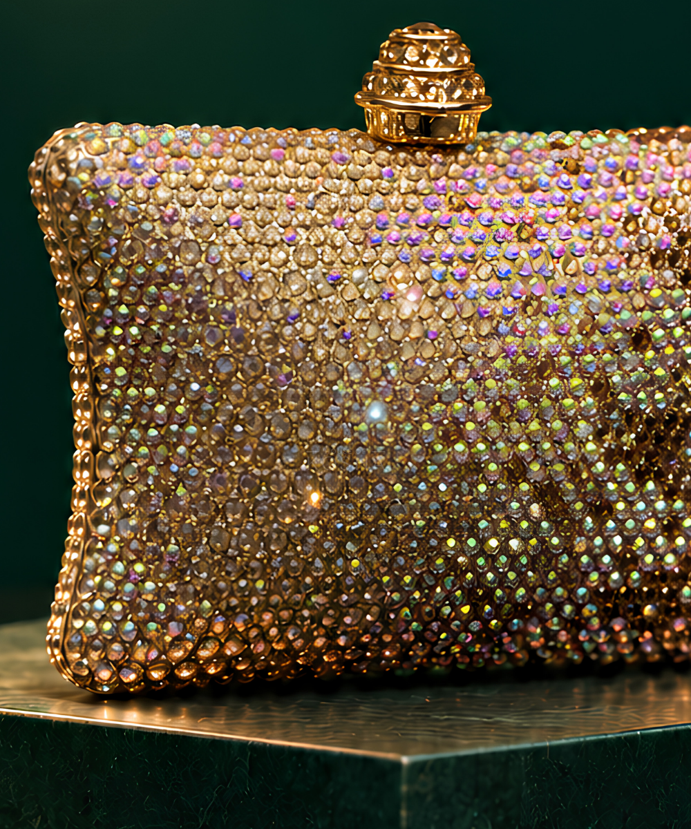 Pixie Gold Ombre Rhinestone Pillow Clutch