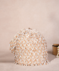 Kelly Ivory Pastel Suede Embellished Bucket Bag