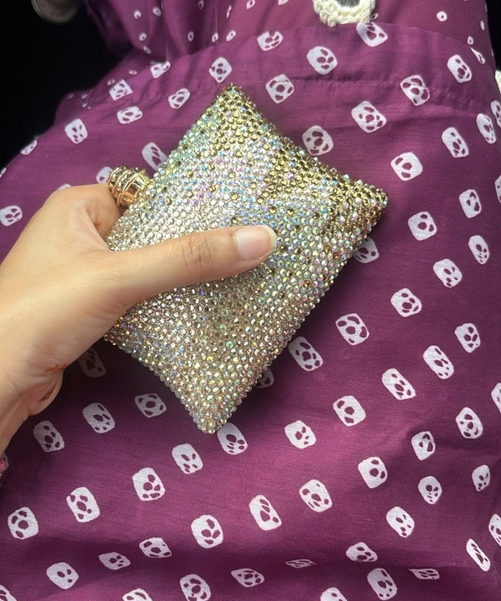 Pixie Gold Ombre Rhinestone Pillow Clutch
