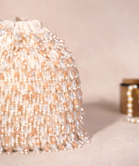Kelly Ivory Pastel Suede Embellished Bucket Bag
