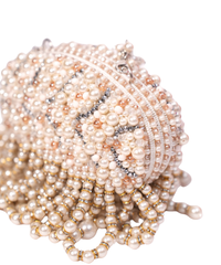Chloe Ivory Suede Clutch With Big Pearl Hanging