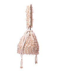 Kelly Ivory Pastel Suede Embellished Bucket Bag