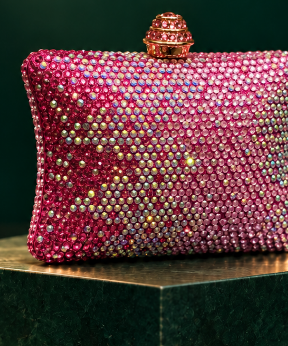 Pixie Pink Ombre Rhinestone Pillow Clutch