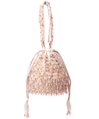 Kelly Ivory Pastel Suede Embellished Bucket Bag