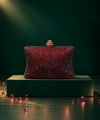 Pixie Maroon Rhinestone Pillow Clutch
