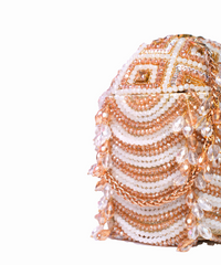 Evara Gold Georgette Embellished Bucket Bag