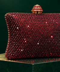 Pixie Maroon Rhinestone Pillow Clutch