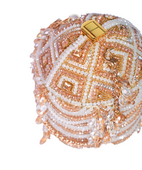 Evara Gold Georgette Embellished Bucket Bag